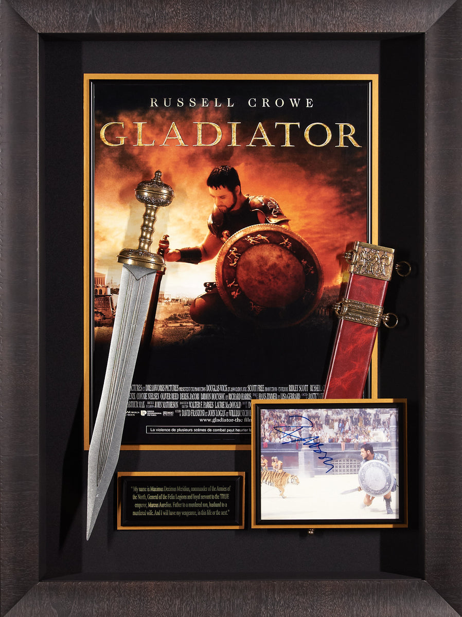 Russell Crowe in Gladiator Movie poster with Signed Photo and replic