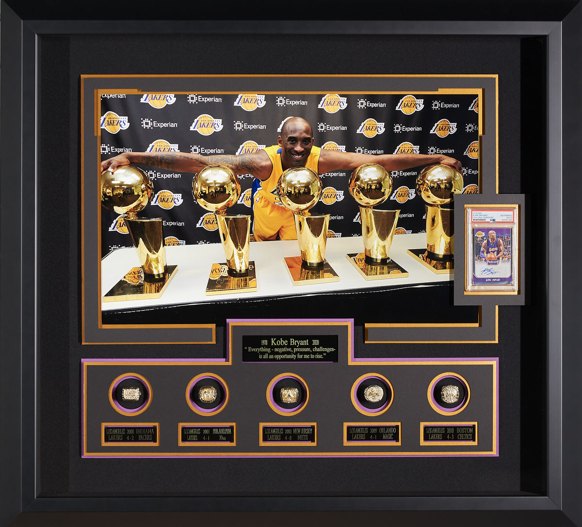 Kobe Bryant World Championship Replica Rings Lakers Shadowbox - CharityStars