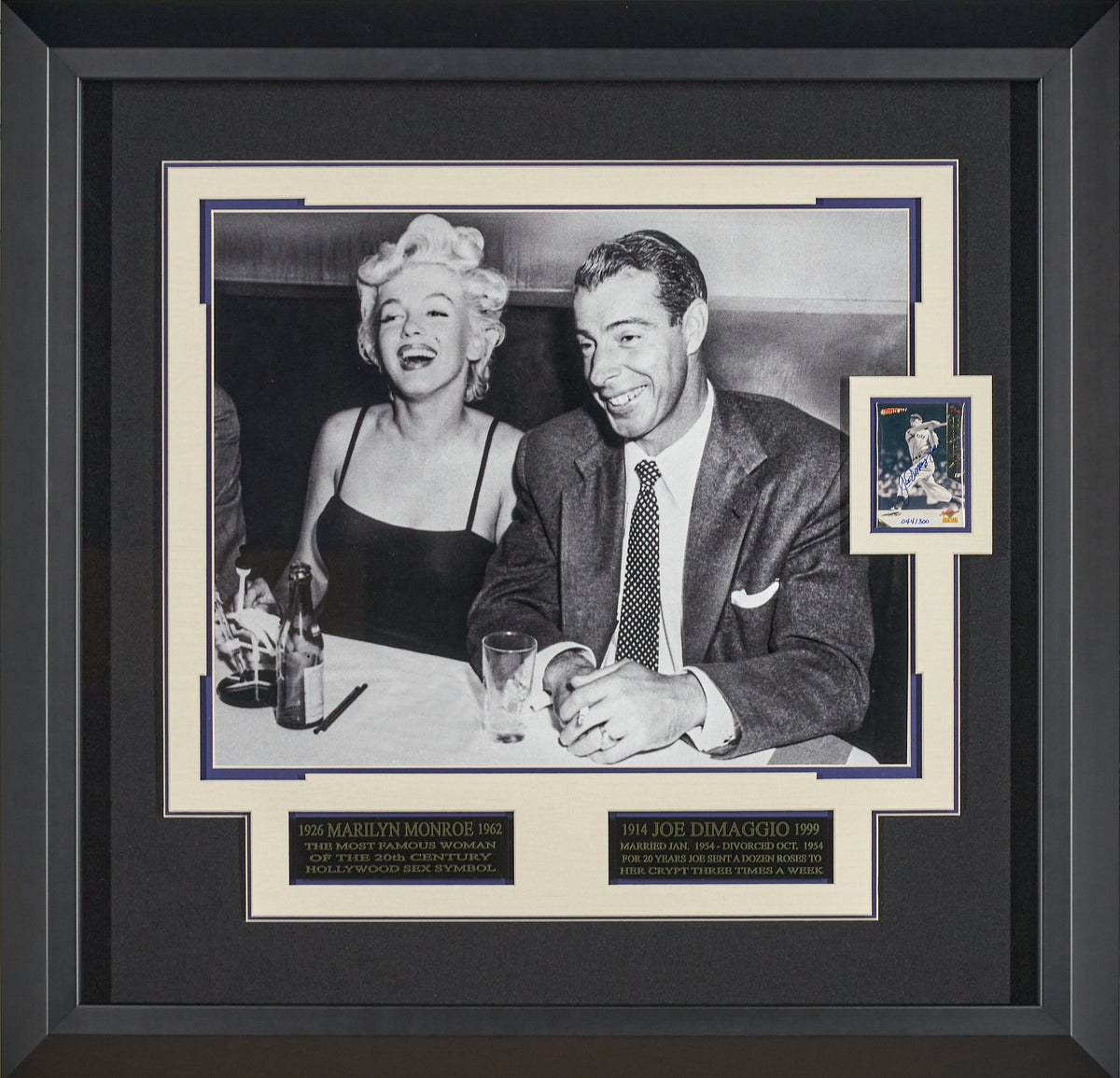 1954 Joe Dimaggio Weds Marilyn Monroe Framed Front Page 