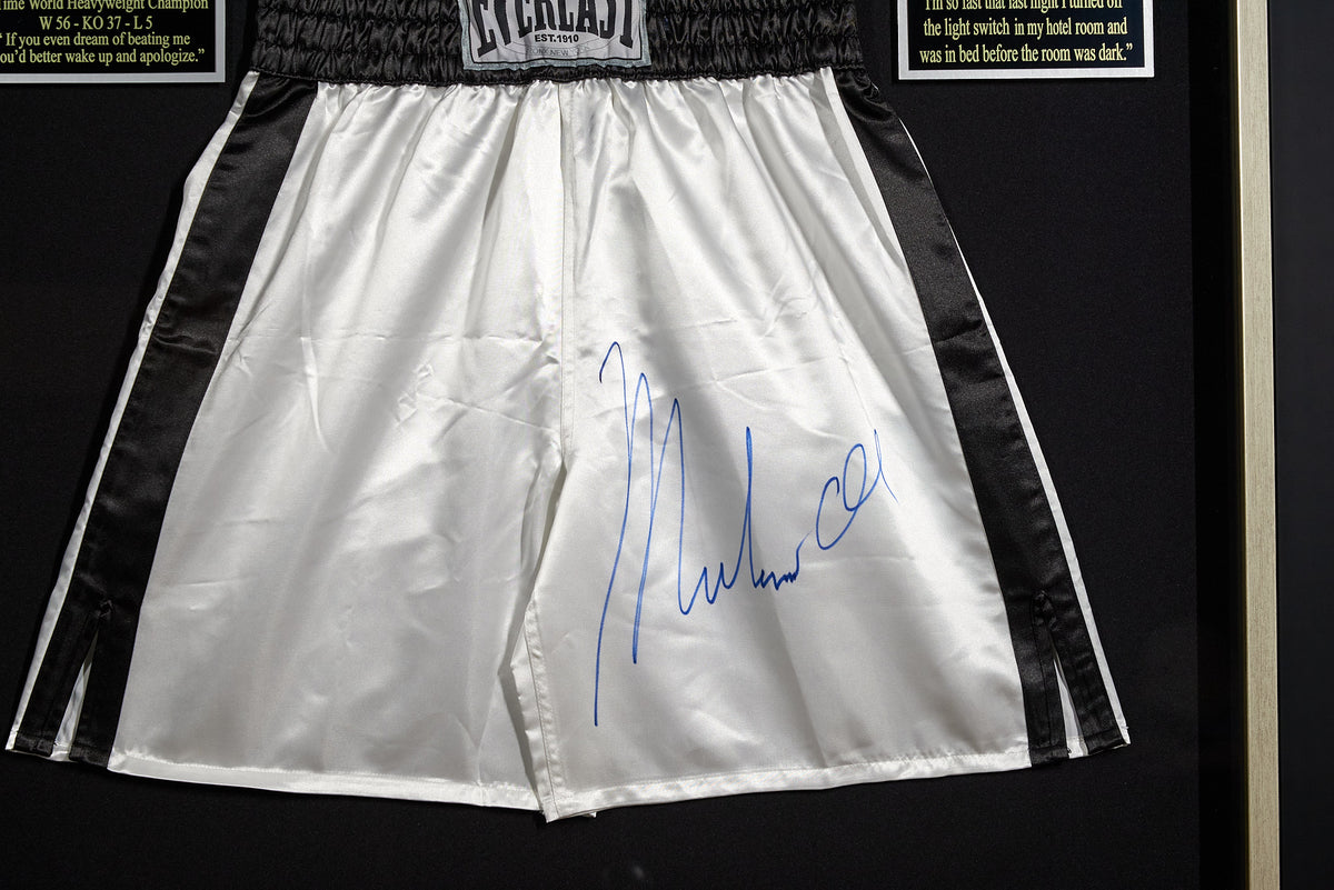 Muhammad Ali with JSA Authenticated signed Shorts Boxing Millionaire Gallery –