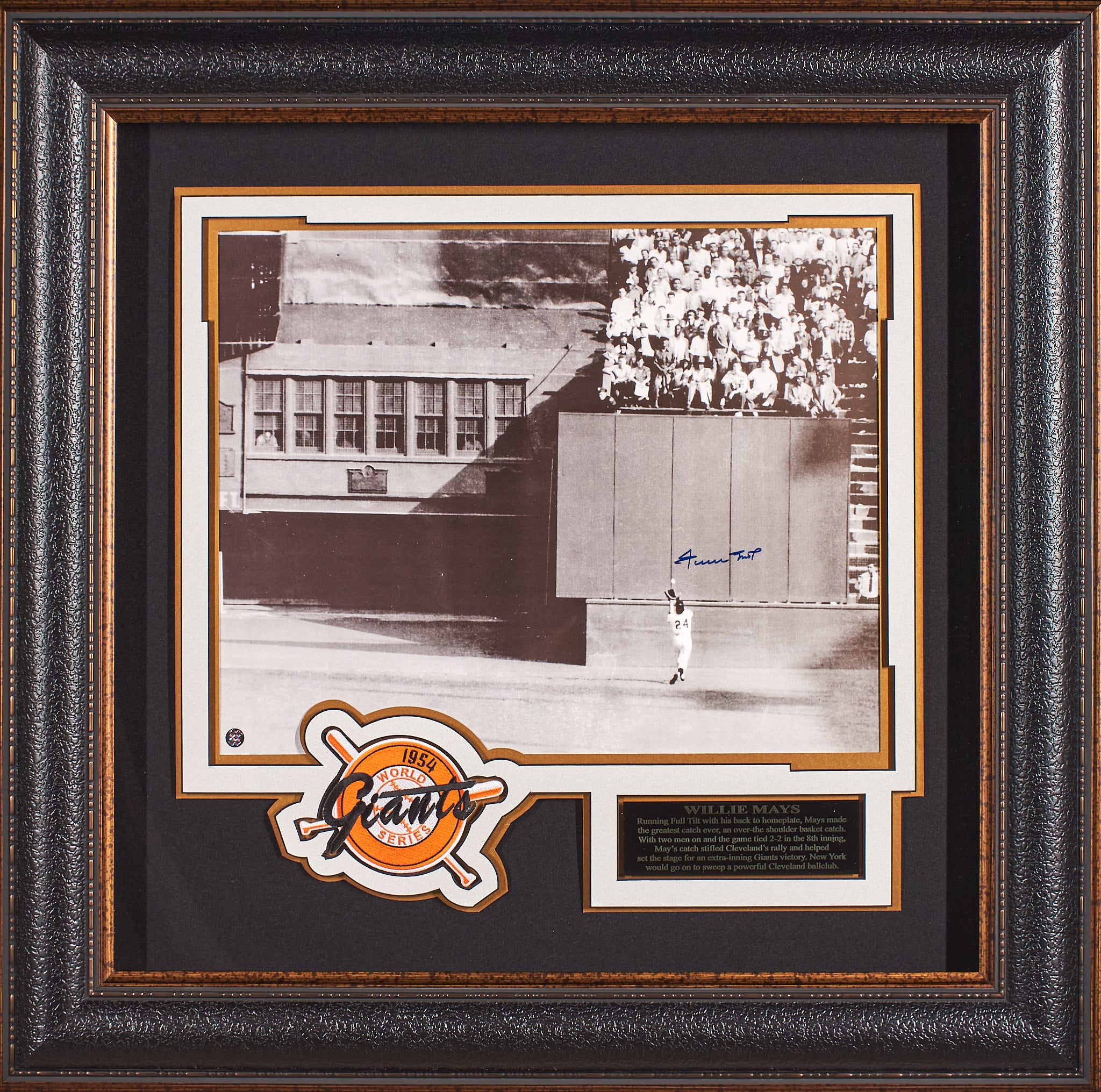 Willie Mays 1954 World Series Catch Framed Photo