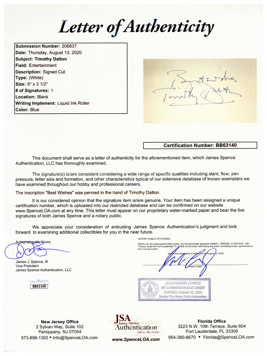 Authenticated Actor James Bond Authenticated signatures from all 6 actors - 50