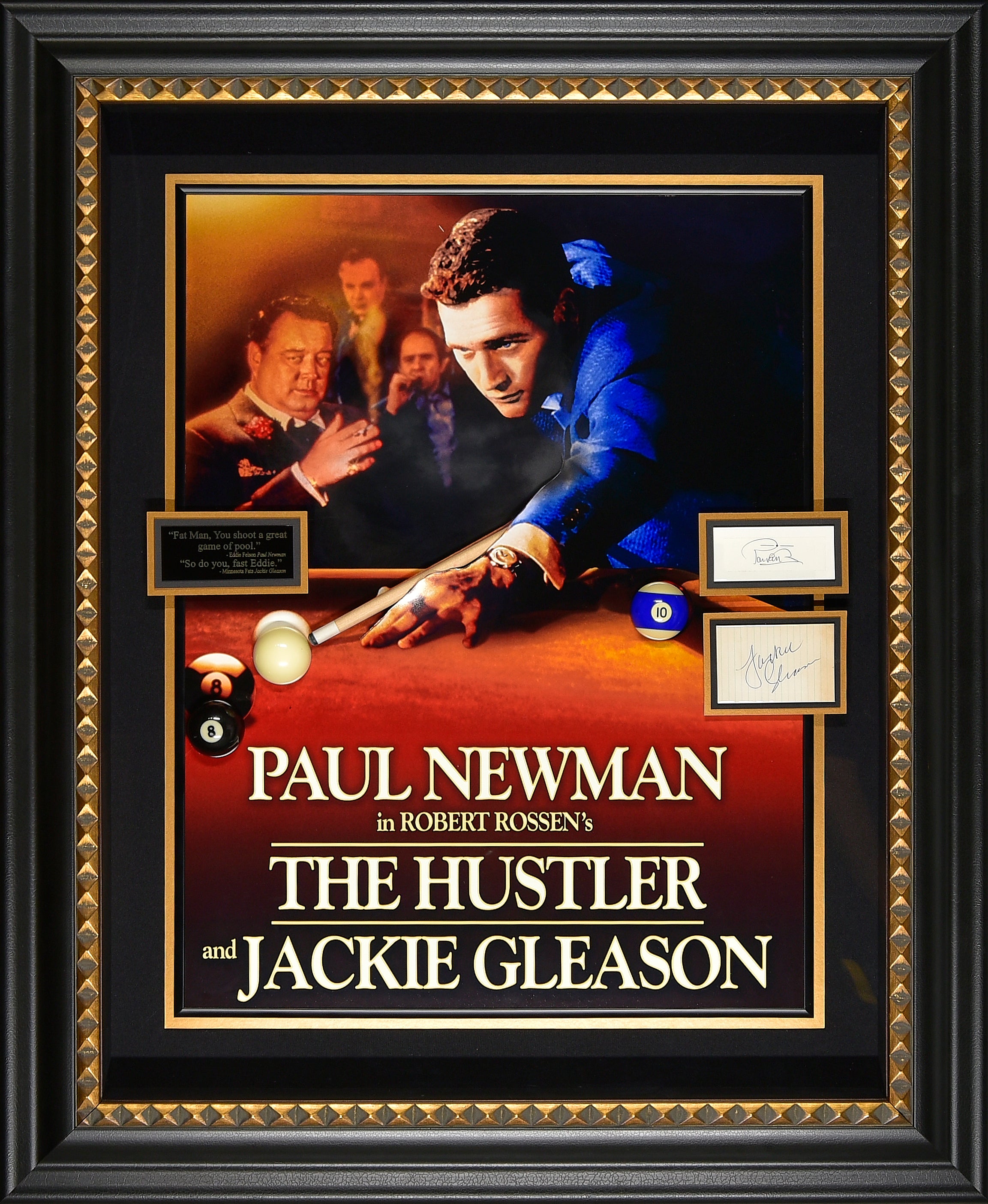 The Hustler Movie display Signed by Paul Newman and Jackie Gleason –  Millionaire Gallery