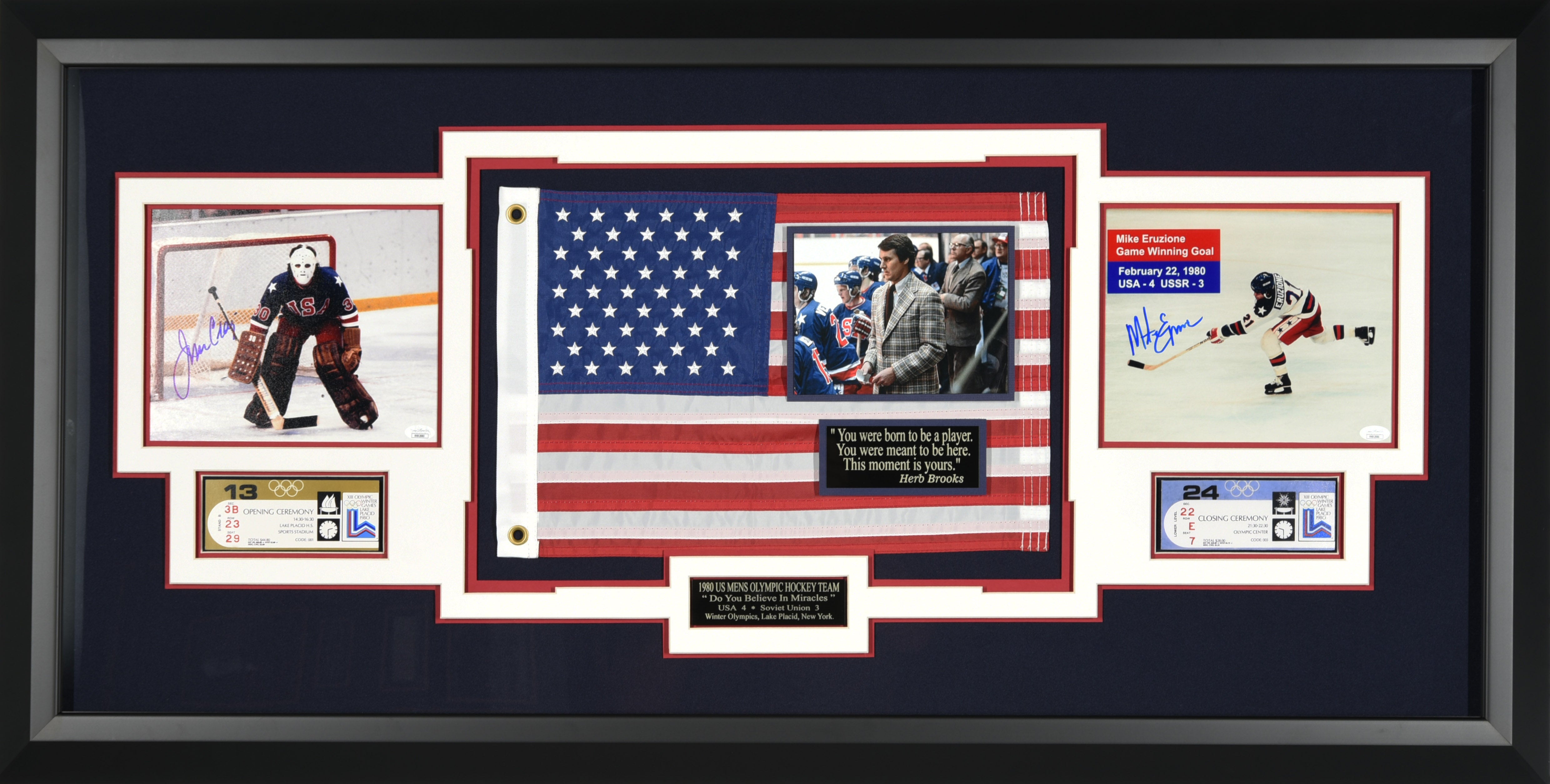 1980 U.S. Olympic Hockey Team Autographed (USA White #80) Deluxe Framed  Jersey – Miracle On Ice - 19 Team Member Signatures – Beckett Witnessed