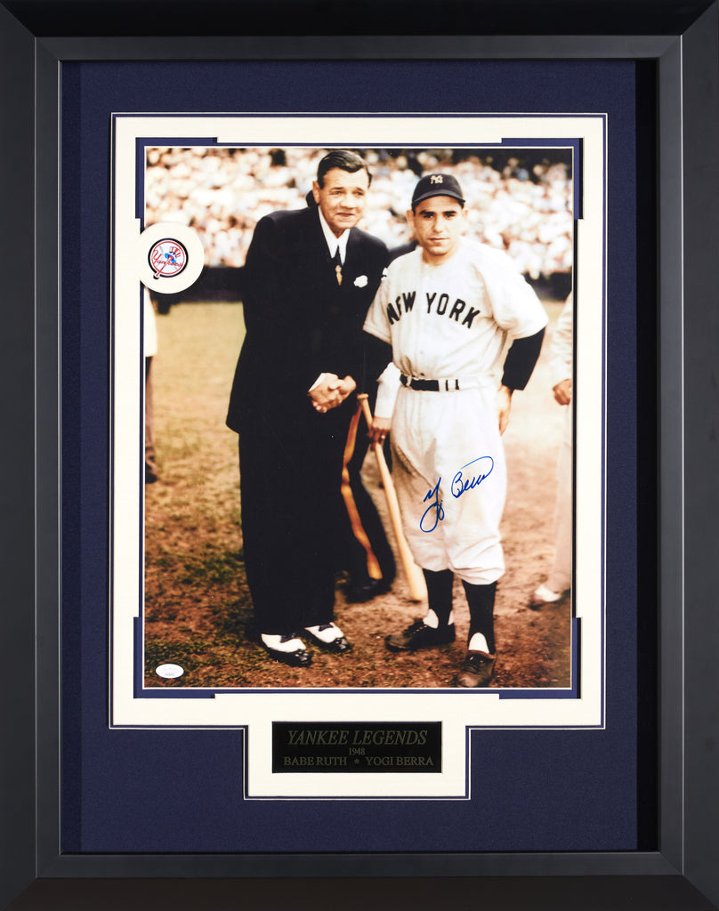 Color Photo of Yogi Berra and Babe Ruth signed by Yogi Berra and JSA A –  Millionaire Gallery
