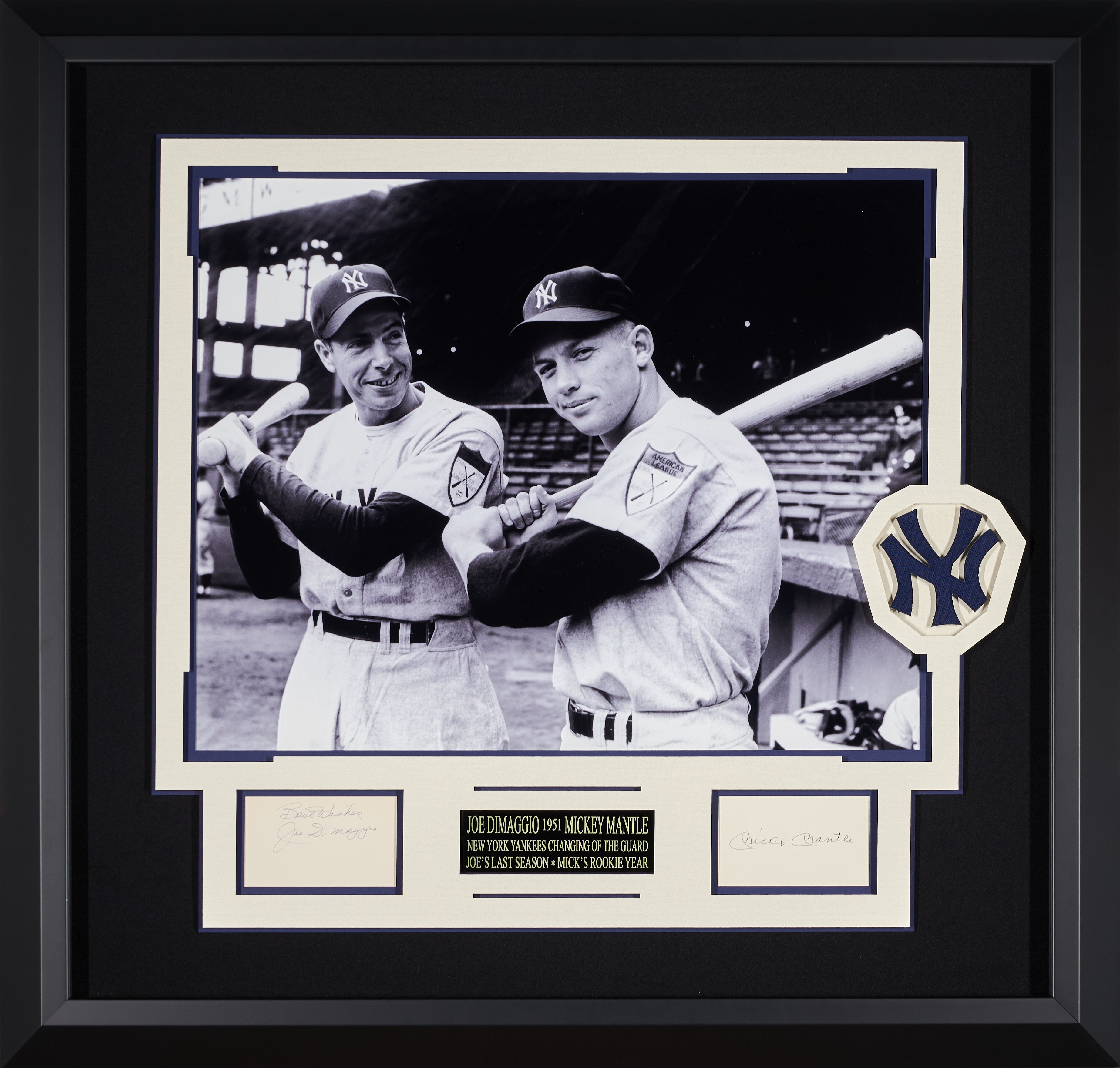 Mickey Mantle and Joe DiMaggio at NY Yankees with JSA